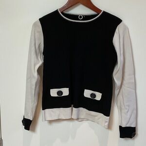 One Girl Who black and white colorblock sweater size small